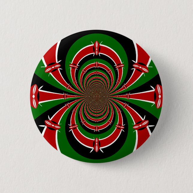 Badge Rond 5 Cm Vibrant Kenya Vision : Drapeau kényan en miroir (Devant)
