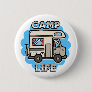 Badge Rond 5 Cm Vie de camp Camper rétro