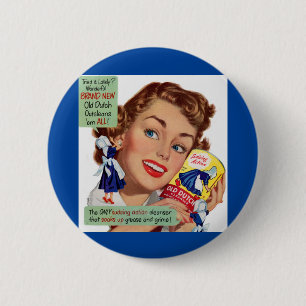 Badge Rond 5 Cm Vieille femme néerlandaise de nettoyage