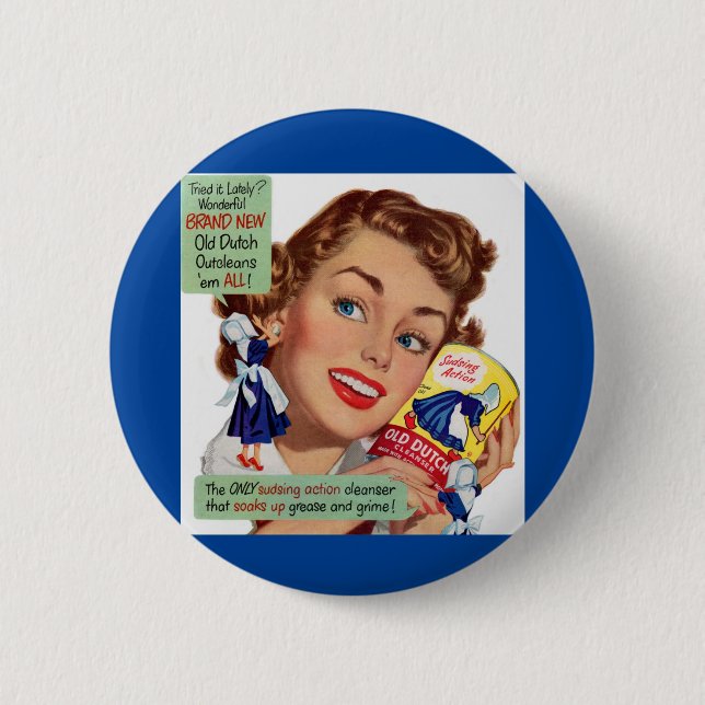 Badge Rond 5 Cm Vieille femme néerlandaise de nettoyage (Devant)