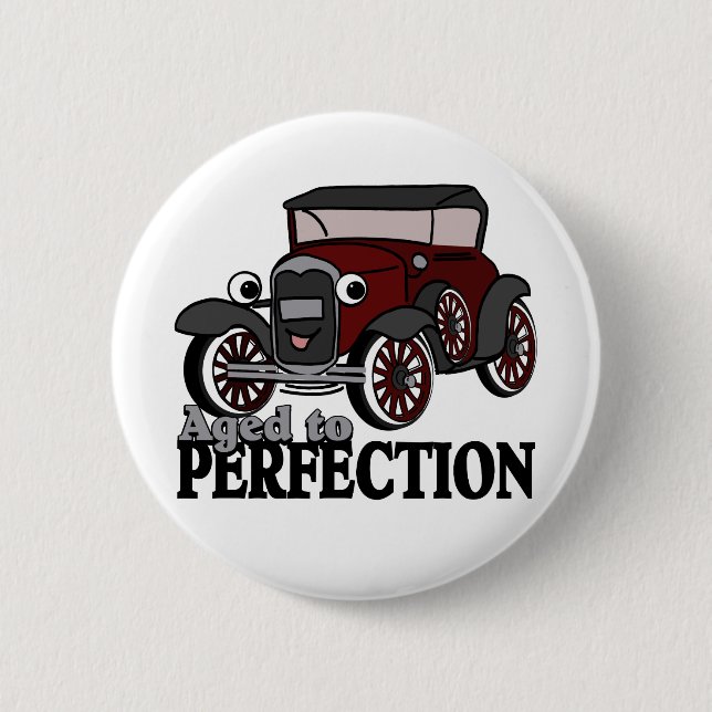 Badge Rond 5 Cm Vieilli à Perfection/ Antique voiture (Devant)