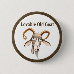 Badge Rond 5 Cm Vielle chèvre amusante