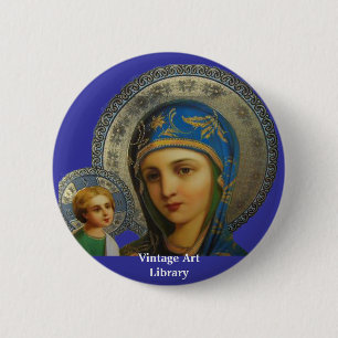 Badge Rond 5 Cm Vierge Marie et enfant Jésus
