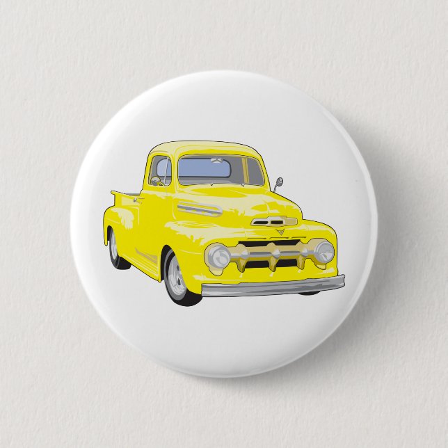 Badge Rond 5 Cm Vieux camion jaune (Devant)
