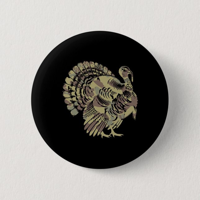 Badge Rond 5 Cm Vieux Camo Turquie Chasse Thankgiving Cadeau (Devant)