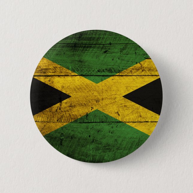 Badge Rond 5 Cm Vieux drapeau en bois de la Jamaïque (Devant)