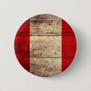 Badge Rond 5 Cm Vieux drapeau en bois du Pérou