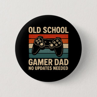Badge Rond 5 Cm Vieux Gamer Papa Retro Contrôleur
