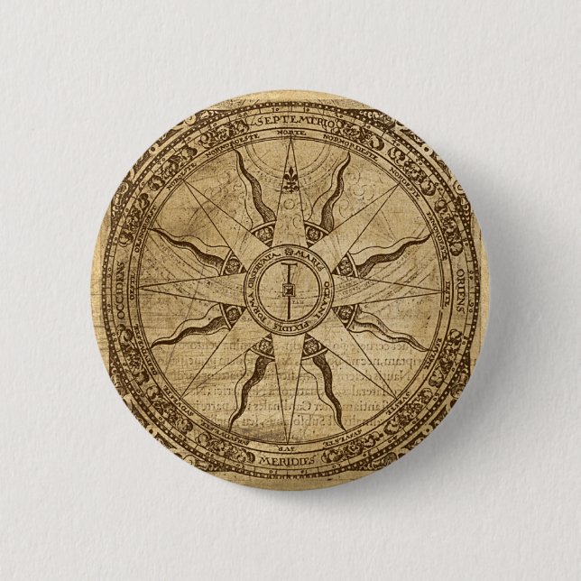 Badge Rond 5 Cm Vieux rose de boussole (Devant)