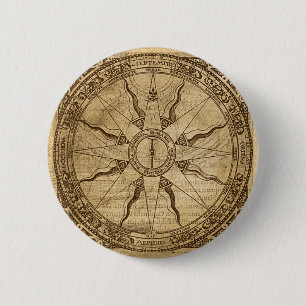 Badge Rond 5 Cm Vieux rose de boussole