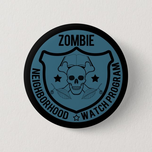 Badge Rond 5 Cm Vigie de quartier de zombi (Devant)