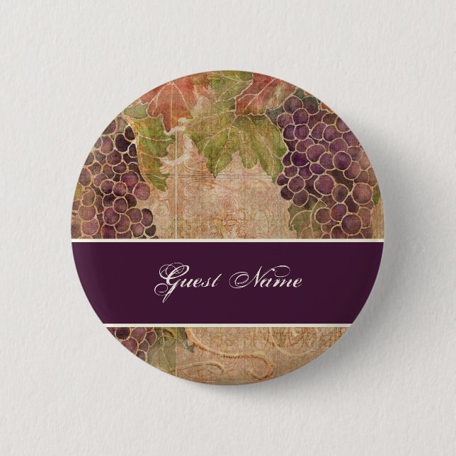 Badge Rond 5 Cm Vignoble de raisin vieilli Enregistrer la date Pos (Devant)