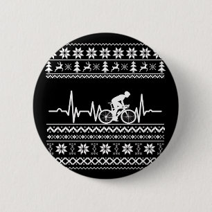 Badge Rond 5 Cm Vilain pull Joyeux Noël à vélo