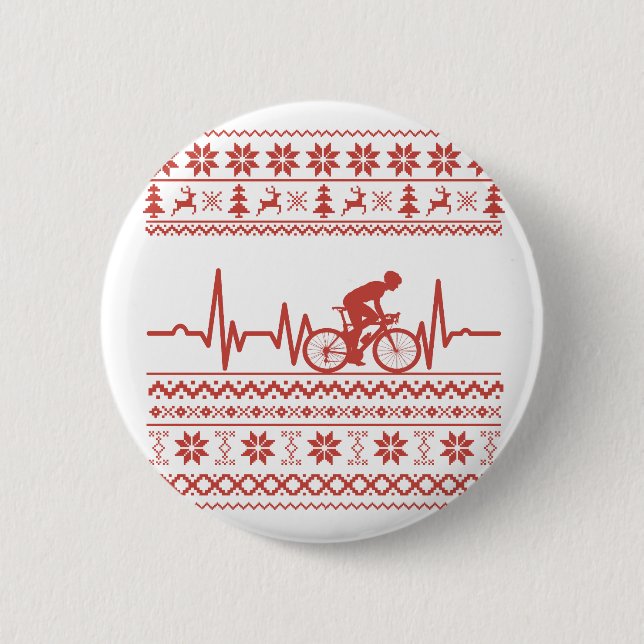 Badge Rond 5 Cm Vilain pull Joyeux Noël à vélo (Devant)