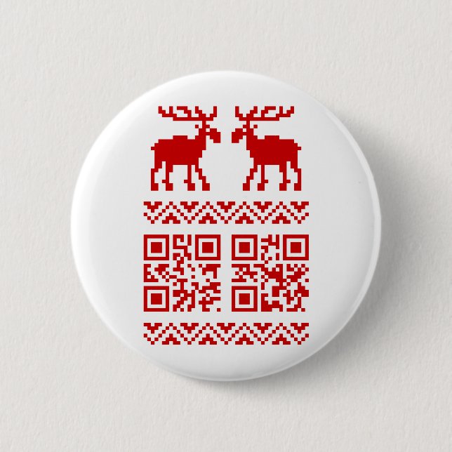 Badge Rond 5 Cm Vilain Sweater QR Code Bonne année! (Devant)