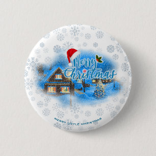 Badge Rond 5 Cm Village de Noël magique