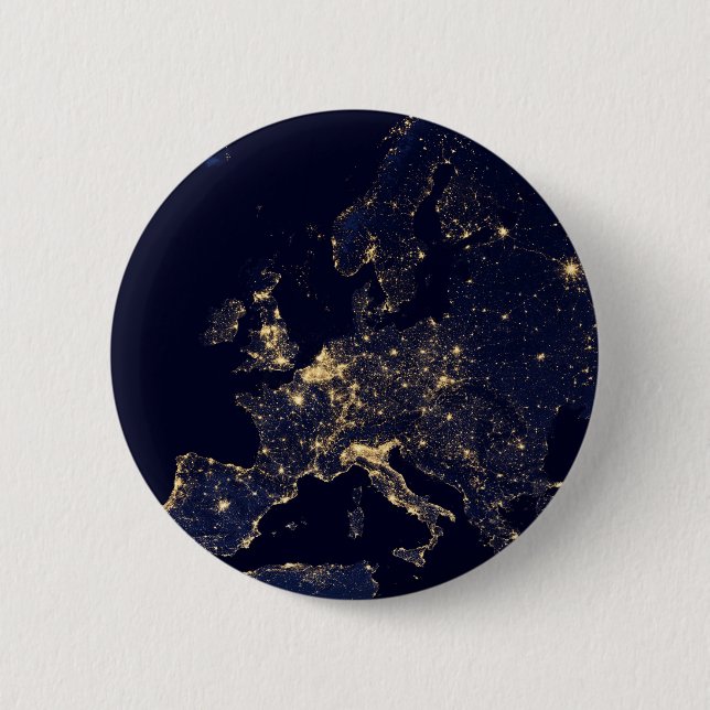 Badge Rond 5 Cm Ville Éclairante Dans Plusieurs Villes Européennes (Devant)