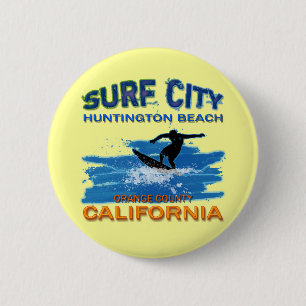 BADGE ROND 5 CM VILLE HUNTINGTON BEACH DE SURF