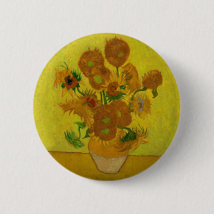 Badge Rond 5 Cm Vincent Van Gogh 15 Tournesols Peinture