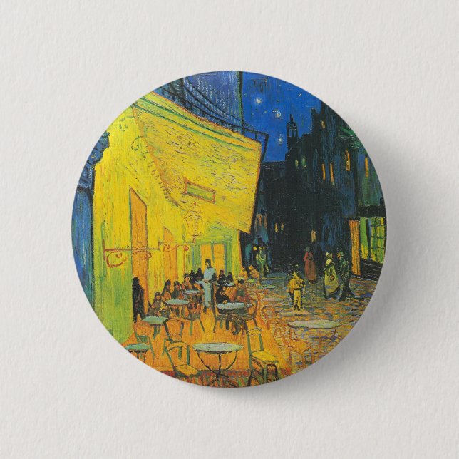 Badge Rond 5 Cm Vincent Van Gogh Café Terrasse en soirée (Devant)