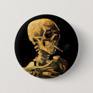 Badge Rond 5 Cm Vincent van Gogh - crâne avec la cigarette