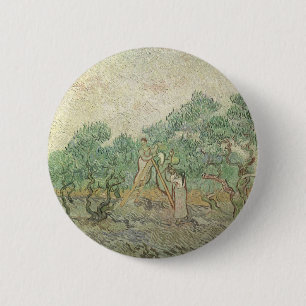 Badge Rond 5 Cm Vincent van Gogh - cueillette d'olives