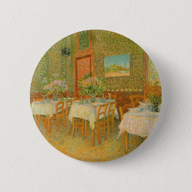Badge Rond 5 Cm Vincent van Gogh - Intérieur d'un restaurant (Devant)
