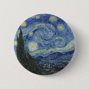 Badge Rond 5 Cm Vincent van Gogh  La Nuit étoilée, juin 1889