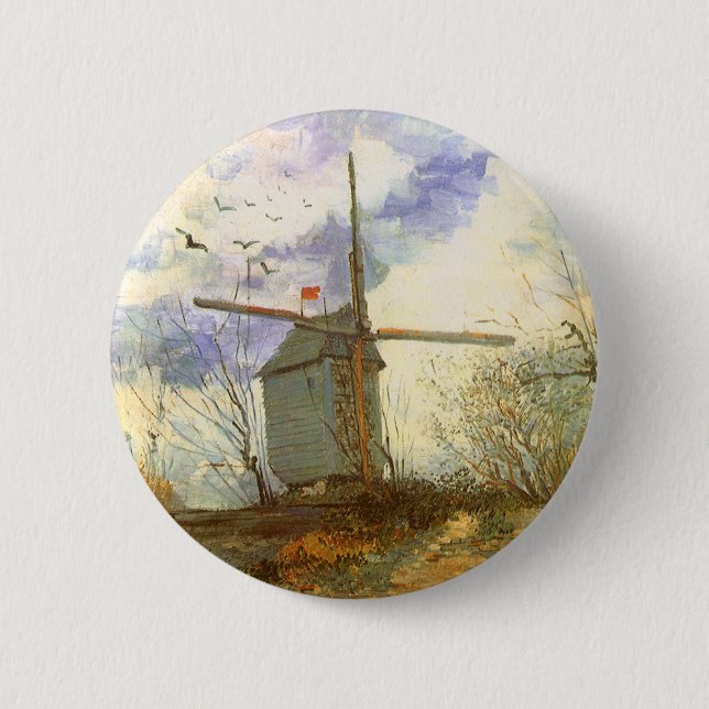 Badge Rond 5 Cm Vincent van Gogh - Moulin de la Galette, Windmill (Devant)
