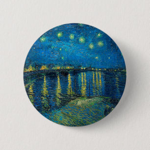Badge Rond 5 Cm Vincent Van Gogh Nuit étoilée sur le Rhône