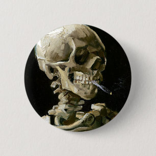 Badge Rond 5 Cm Vincent van Gogh Smoking Skeleton