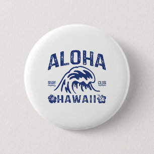Badge Rond 5 Cm Vintage Aloha Hawaii Vague Surf Plage Hawaïenne Su