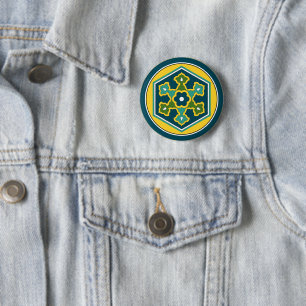 Badge Rond 5 Cm Vintage Blue Yellow Green Ottoman Turkish Hexagon 