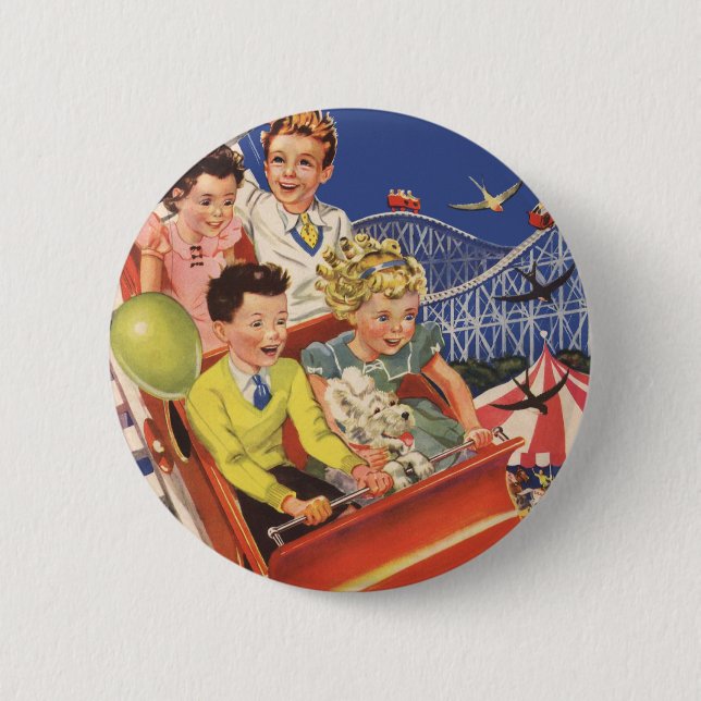 Badge Rond 5 Cm Vintage Enfants Ballottes Roller Dessous de verre  (Devant)