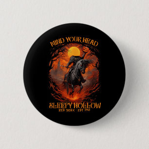 Badge Rond 5 Cm Vintage Esprit Votre Tête Sleepy Hollow Hors Sans 