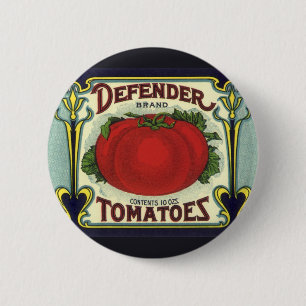 Badge Rond 5 Cm Vintage Fruit Crate Étiquette Art, Defender Tomate