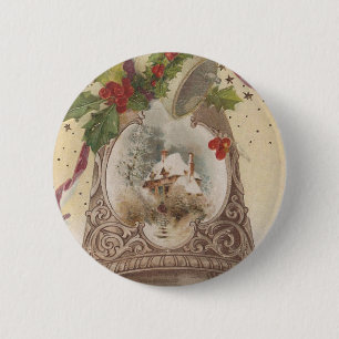 Badge Rond 5 Cm Vintage Joyeux Noël Bell