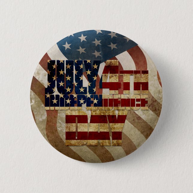 Badge Rond 5 Cm Vintage Juillet 4 Indépendance Conception (Devant)