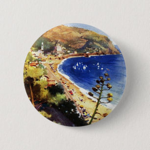 Badge Rond 5 Cm Vintage Levanto Genova Italie Tourisme