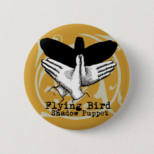 Badge Rond 5 Cm Vintage main de marionnette à l'ombre des oiseaux