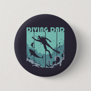 Badge Rond 5 Cm Vintage Retro Plongée Papa Plongée Plongée Scuba P
