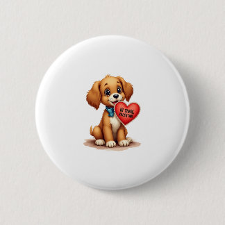 Badge Rond 5 Cm Vintage Retro Valentine's Day Puppy Dog Valentine 