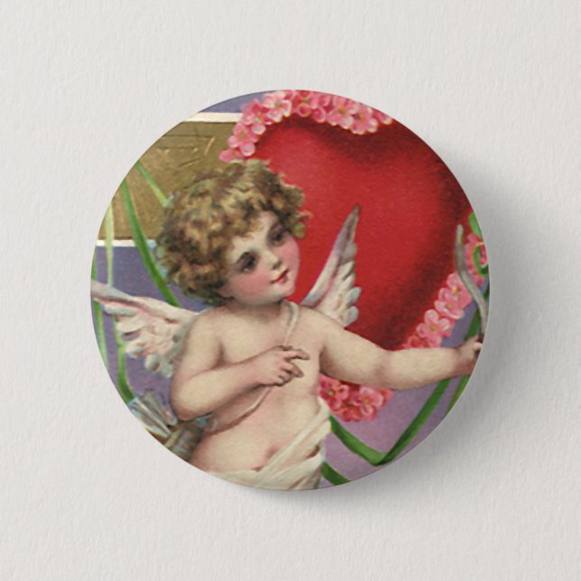 Badge Rond 5 Cm Vintage Saint-Valentin victorienne avec coeur (Devant)