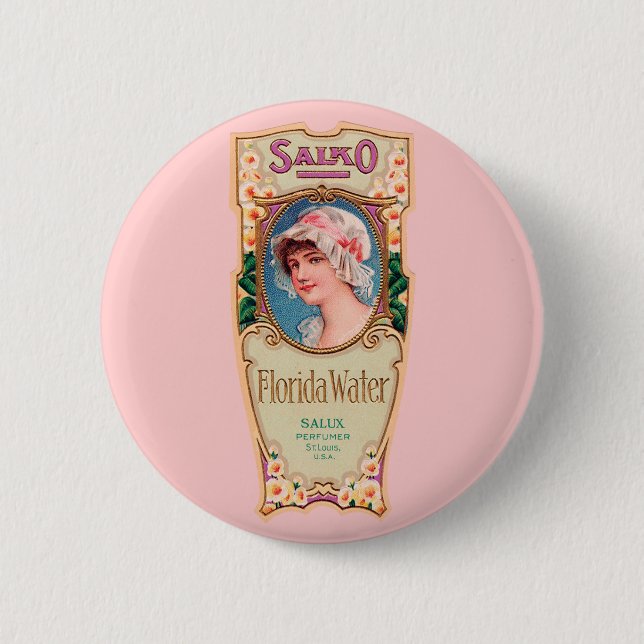 Badge Rond 5 Cm Vintage Salko Florida Étiquette de parfum d'eau (Devant)