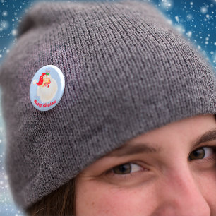 Badge Rond 5 Cm Vintage Santa Merry Christmas Candy Cane