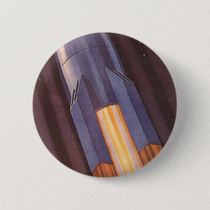 Badge Rond 5 Cm Vintage Science Fiction Space Ship Rockets
