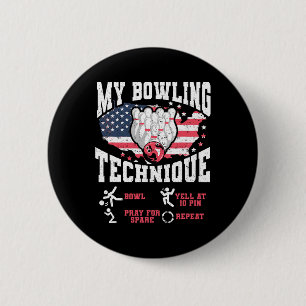 Badge Rond 5 Cm Vintage Us Drapeau Ma Technique De Bowling Bowler