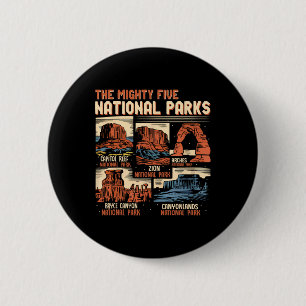 Badge Rond 5 Cm Vintage Utah Mighty Five 5 Parcs Nationaux de Rand