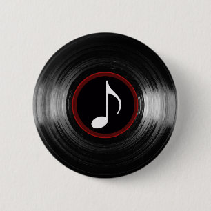 Badge Rond 5 Cm vinyle et note musicale