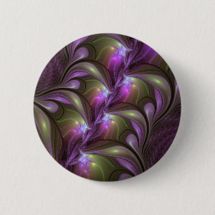 Badge Rond 5 Cm Violet Abstrait violet violet kaki fractal